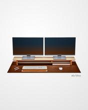 Last inn bildet i Galleri-visningsprogrammet, illustrasjonsbilde av brun skrivebordsmatte av lær.. En illustrasjon som viser størrelse på 120x60
