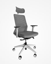 Last inn bildet i Galleri-visningsprogrammet, Pomelo kontorstol - grå stoff og lysegrå understell farge - ergonomisk kontorstol - sidevisning

